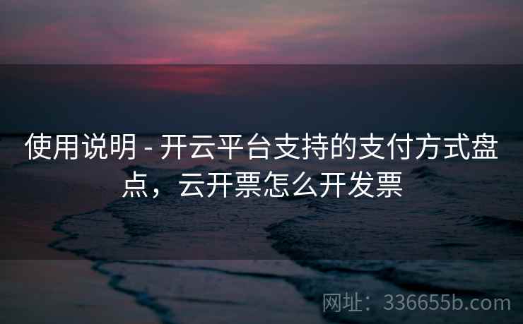 使用说明 - 开云平台支持的支付方式盘点，云开票怎么开发票